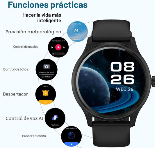 DIVElink Reloj inteligente, reloj inteligente HD para hombres y mujeres