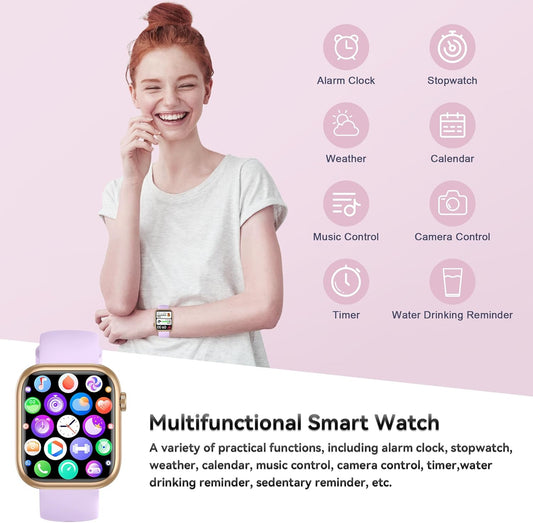 (P-003) QVEQ - Reloj inteligente para hombres y mujeres (respuesta/hacer llamada) (Rosa)
