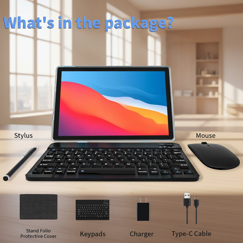 ECOPAD Tablet Android 15, tabletas de 10 pulgadas con teclado y mouse