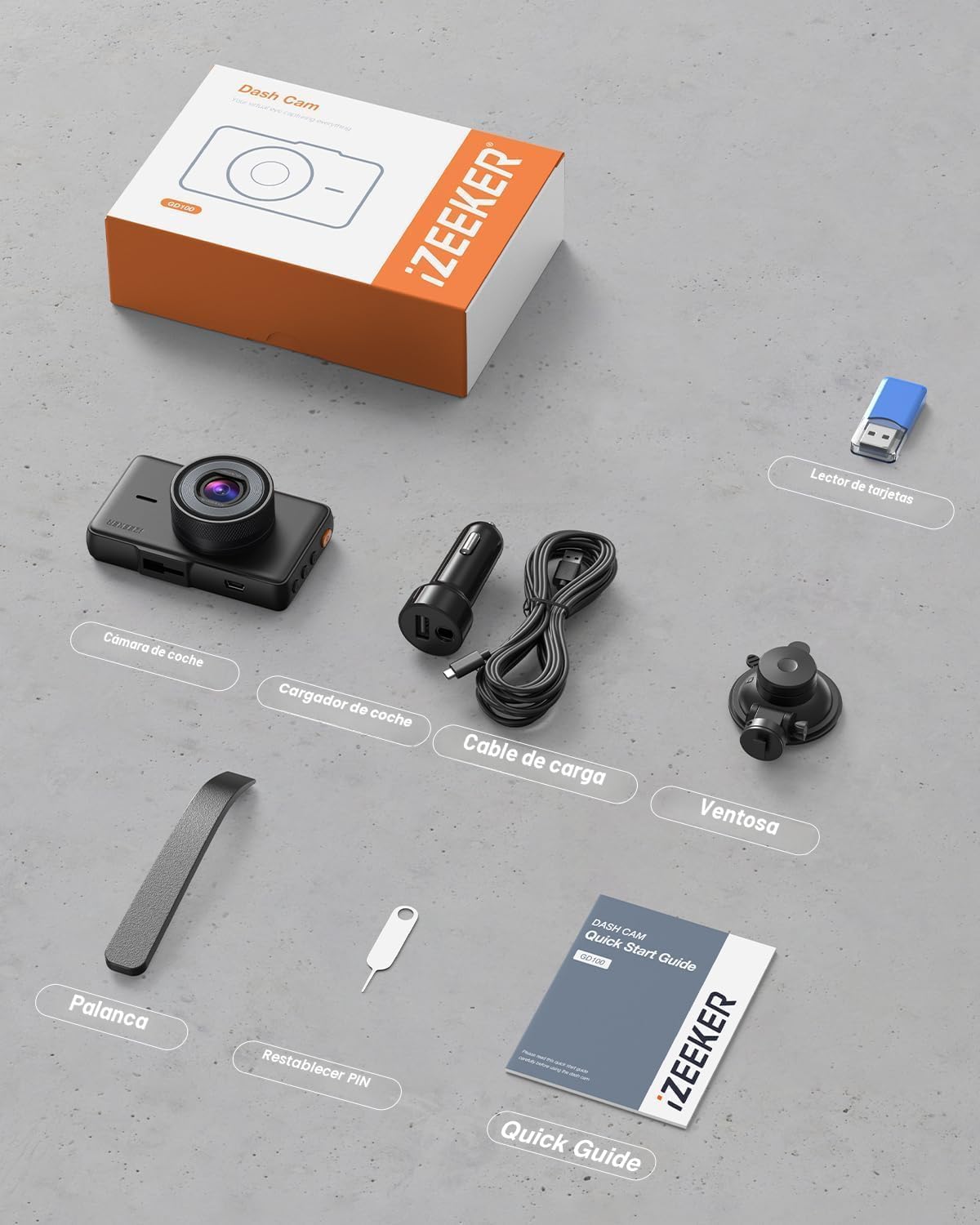 iZEEKER Cámara de salpicadero 2.5K, cámara de auto QHD de 1440P