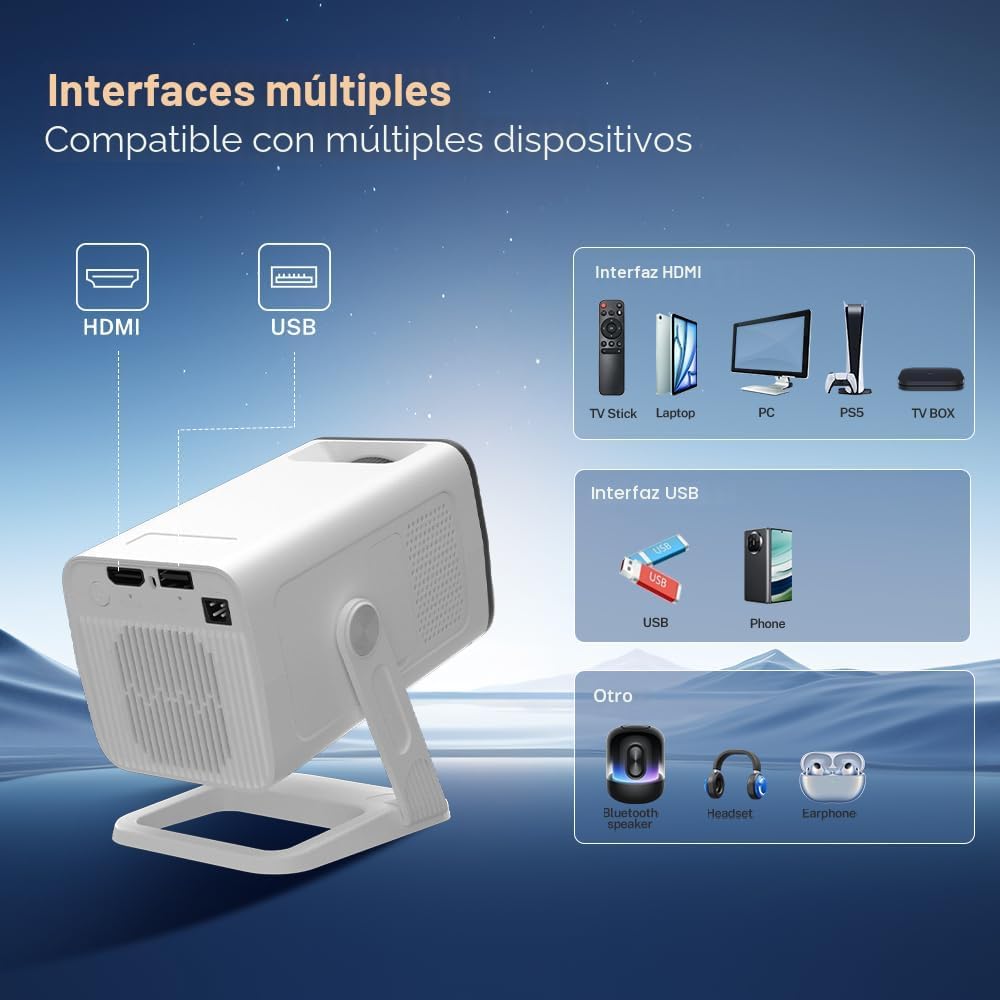 Mini proyector 4K - WiFi 6 y Bluetooth 5.4
