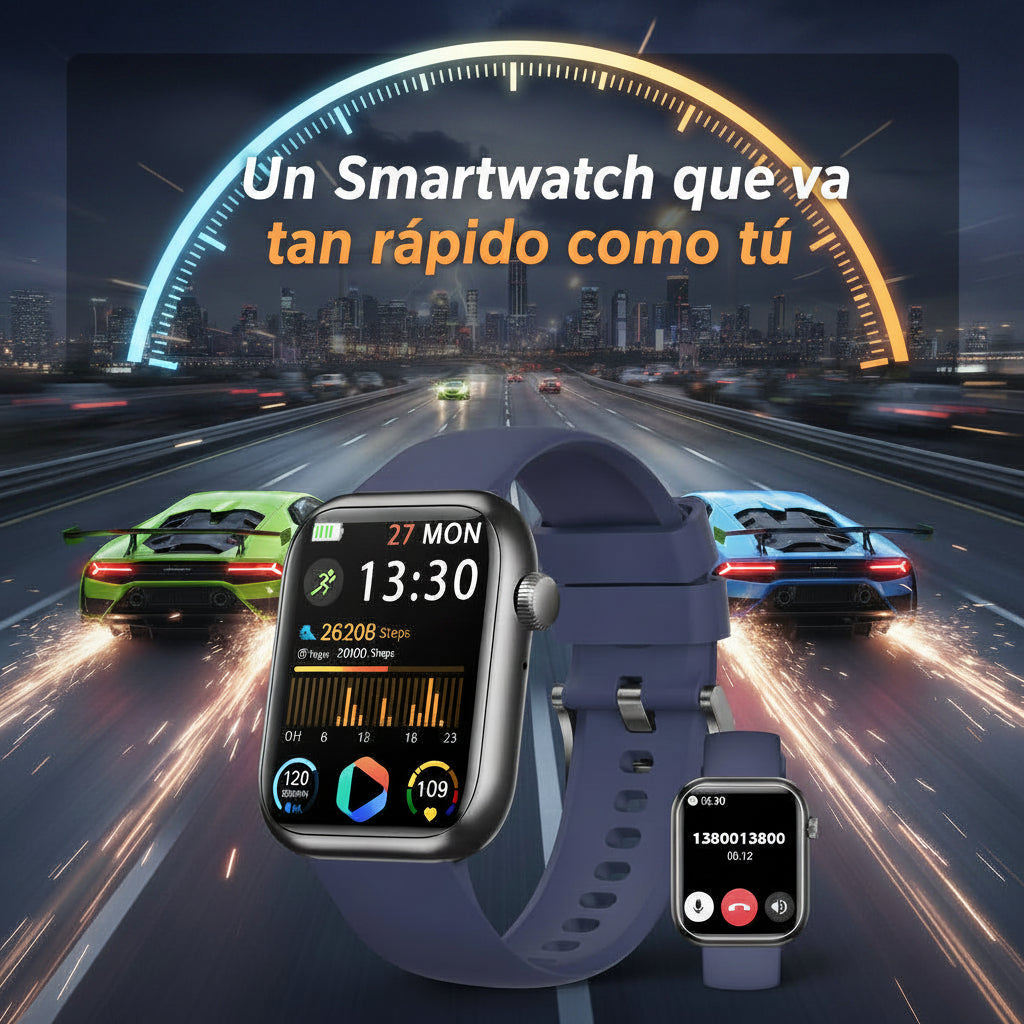 QVEQ - Reloj inteligente para hombres y mujeres (respuesta/hacer llamada) (Azul)
