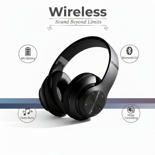 Auriculares Bluetooth sobre la oreja, 60 horas de reproducción