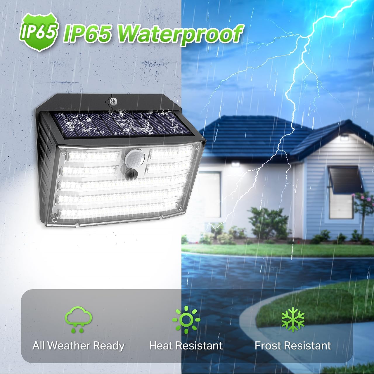 (2-Pack) CLAONER Luces solares para exteriores [126 LED], luces inalámbricas con sensor de movimiento
