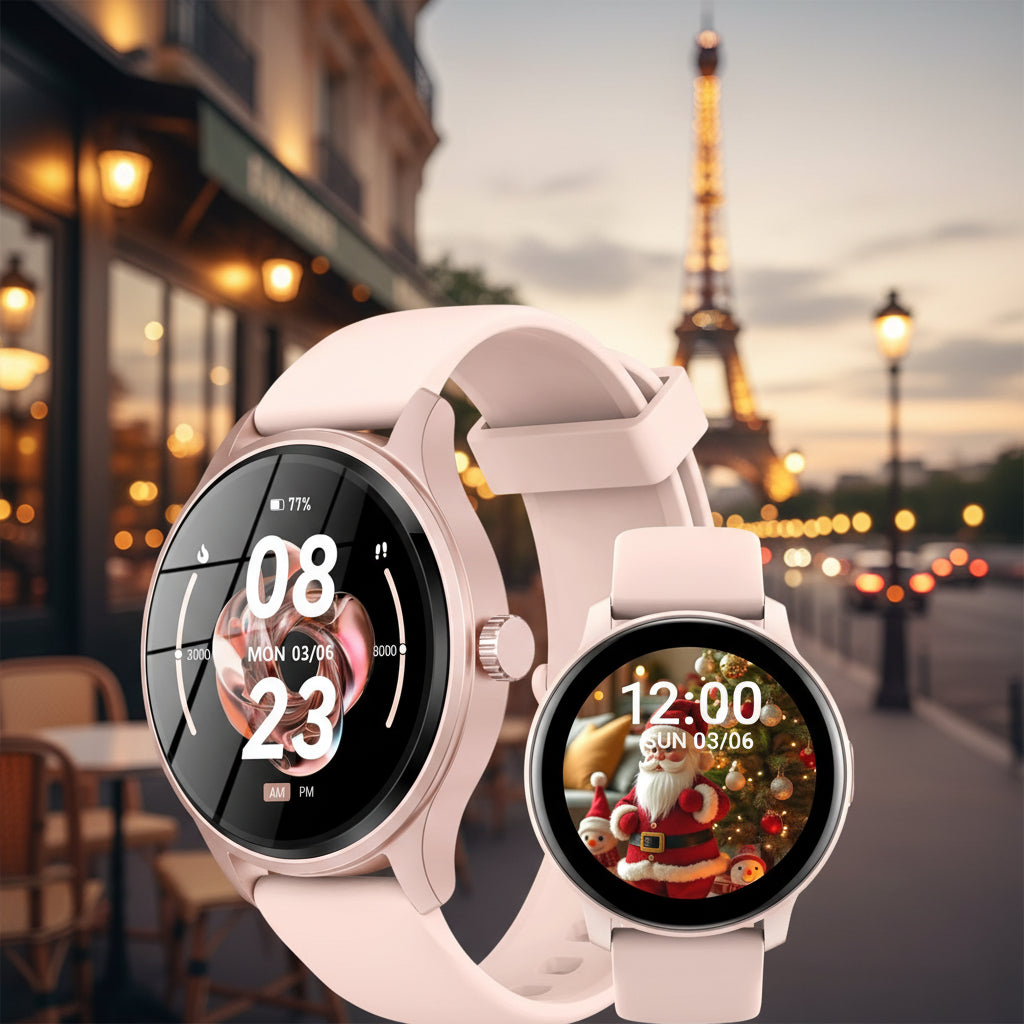 DIVElink Reloj inteligente, reloj inteligente HD para hombres y mujeres (Rosado)
