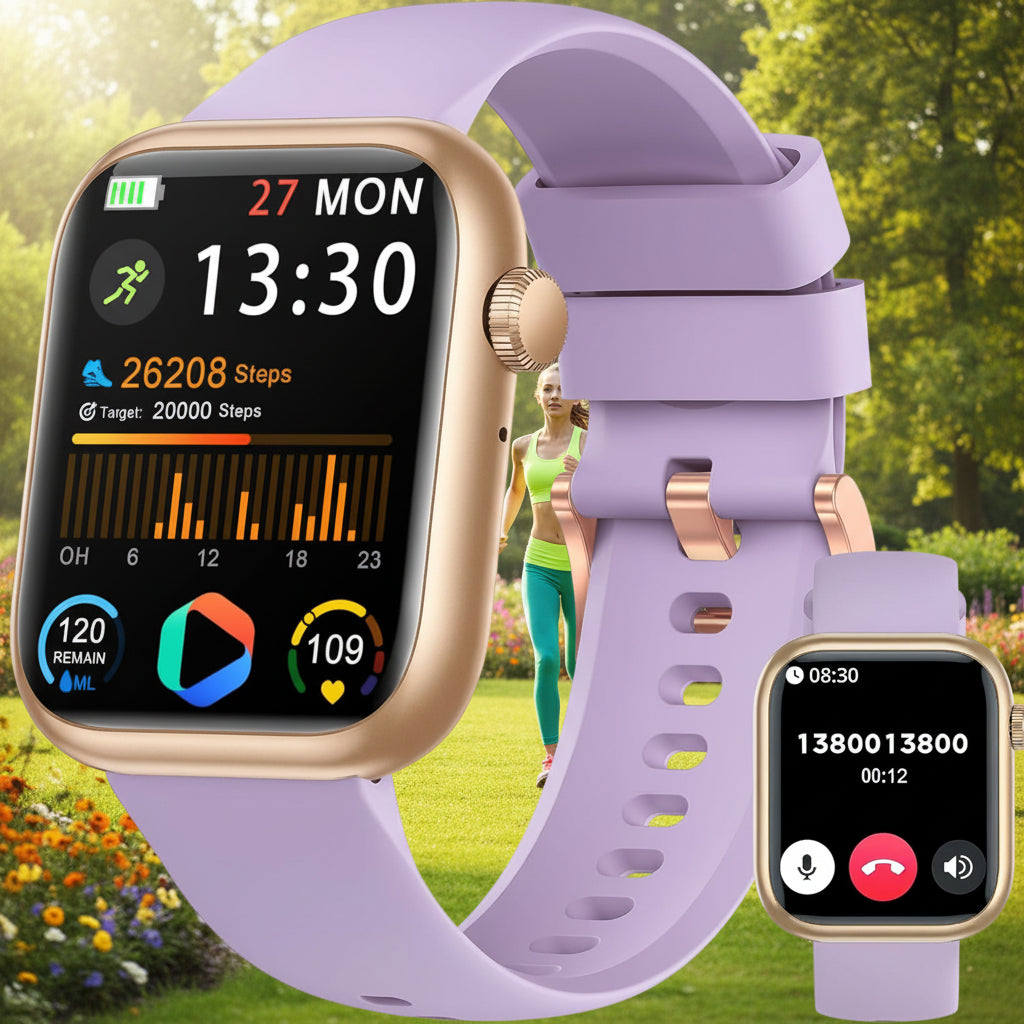 (P-003) QVEQ - Reloj inteligente para hombres y mujeres (respuesta/hacer llamada) (Rosa)