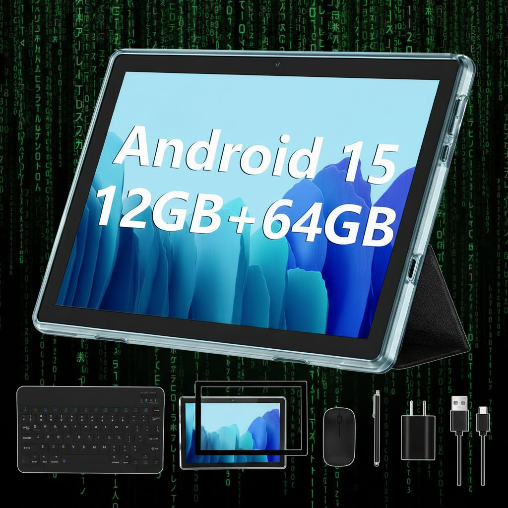 ECOPAD Tablet Android 15, tabletas de 10 pulgadas con teclado y mouse