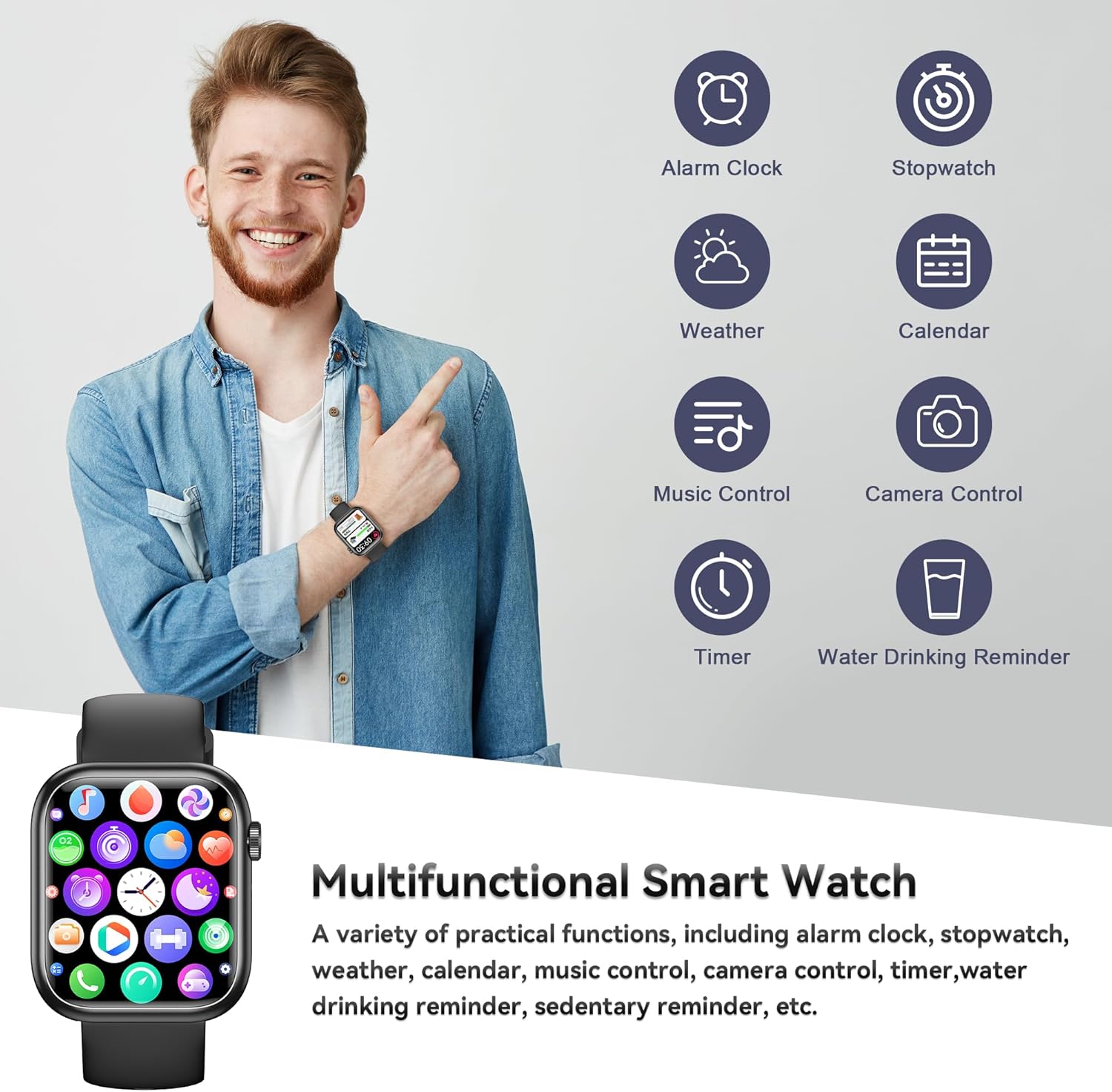 QVEQ - Reloj inteligente para hombres y mujeres (respuesta/hacer llamada)