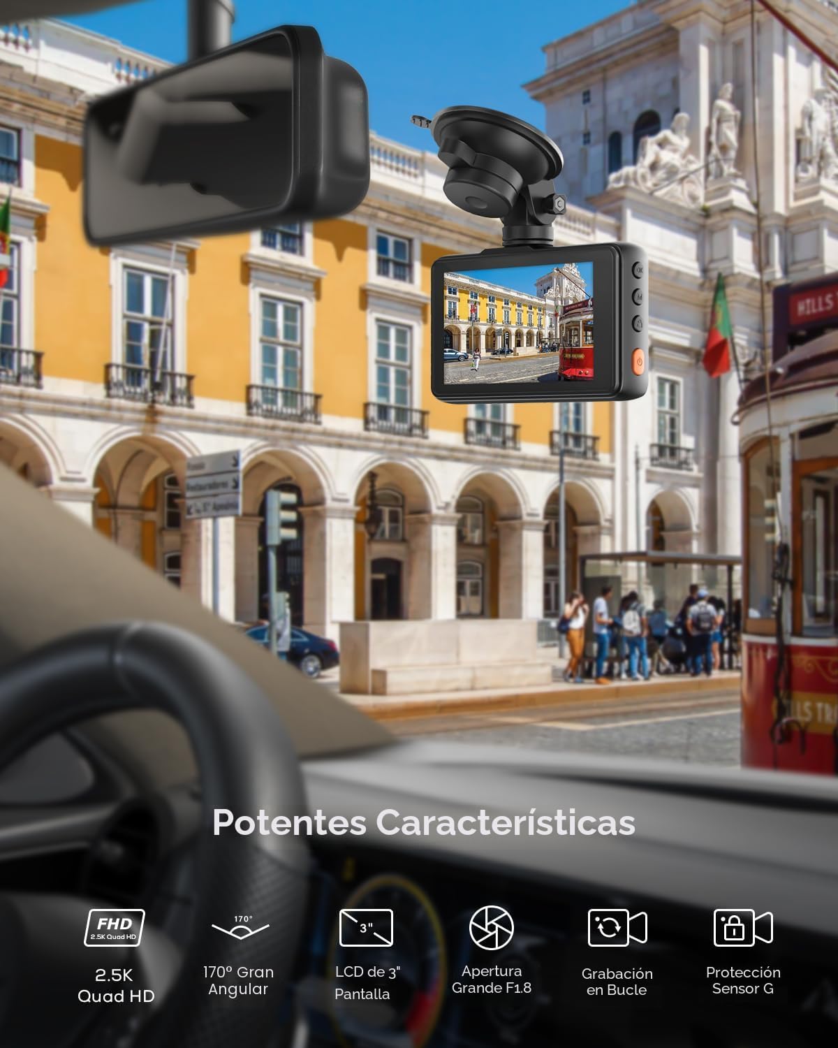 iZEEKER Cámara de salpicadero 2.5K, cámara de auto QHD de 1440P